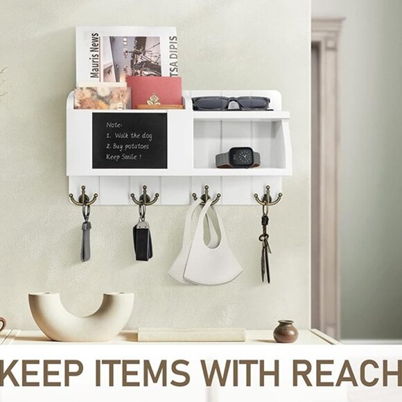 NEW Key and Mail Organizer Wall Mount - Decorative White Key Holder - Picture 7 of 9